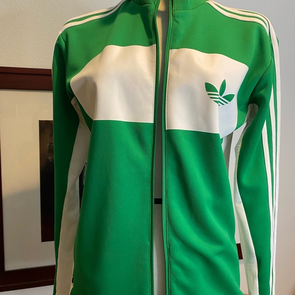 Adidas Track Jacket TopSmall Green Zip Up